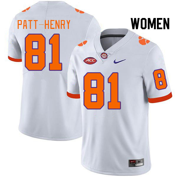 Women #81 Olsen Patt-Henry Clemson Tigers College Football Jerseys Stitched Sale-White
